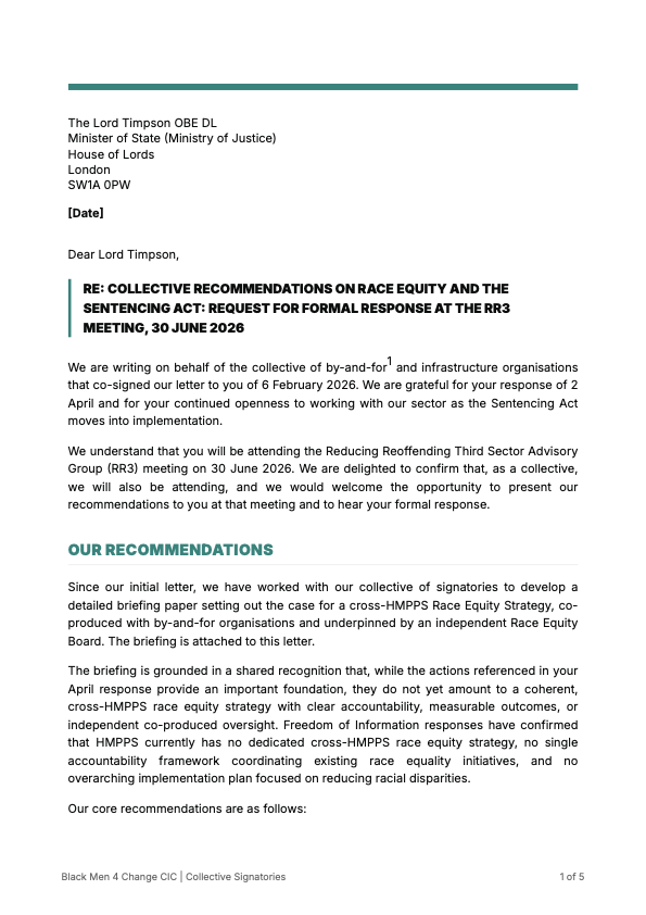 Follow-up Letter to Lord Timpson